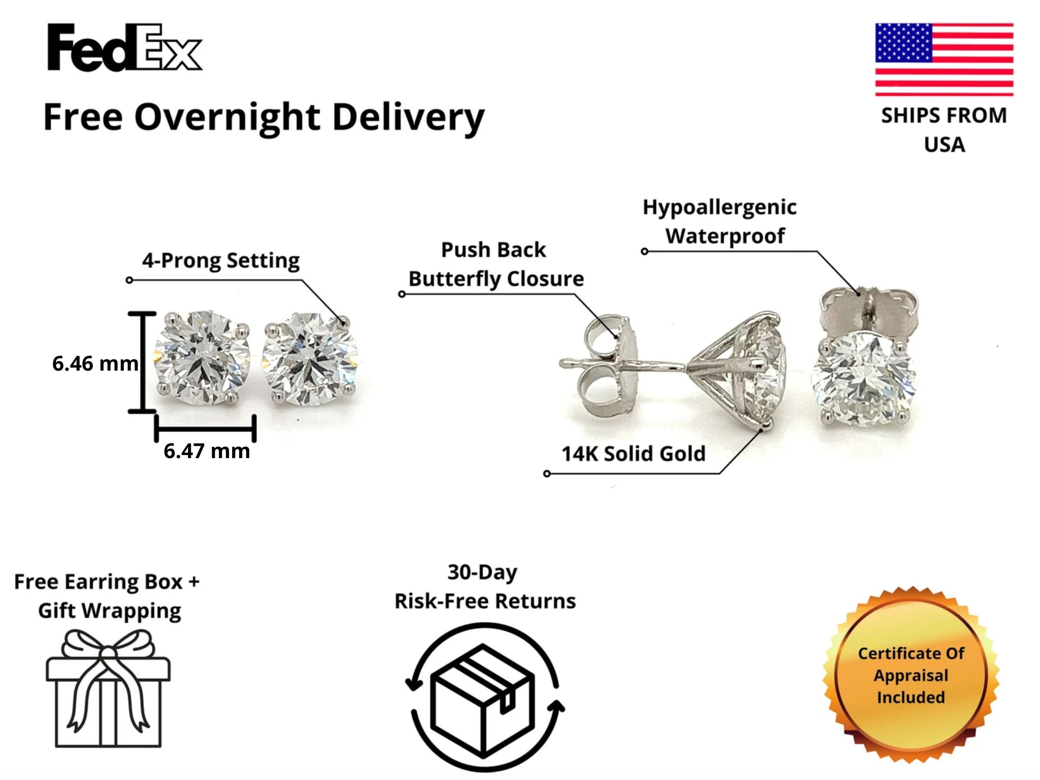 1/8 - 1/2 Cttw SINGLE (1 Piece) Natural Diamond Stud Earrings Set in 9 –  Fifth and Fine