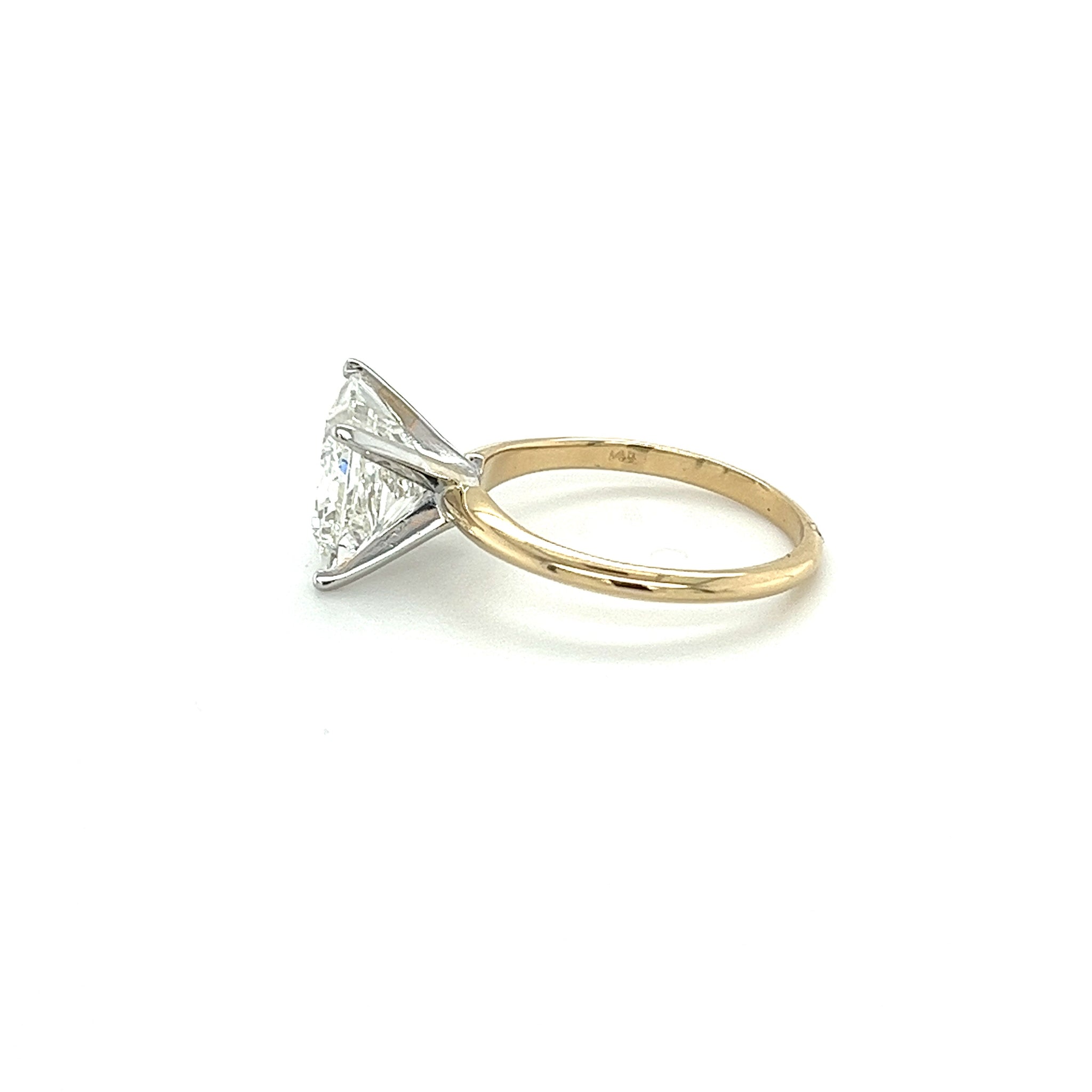 IGI Certified 3.3 Carat Princess Cut Lab Grown Diamond CVD Engagement Ring in 14K Gold 2-tone Solitaire Setting-Diamond Ring-ASSAY