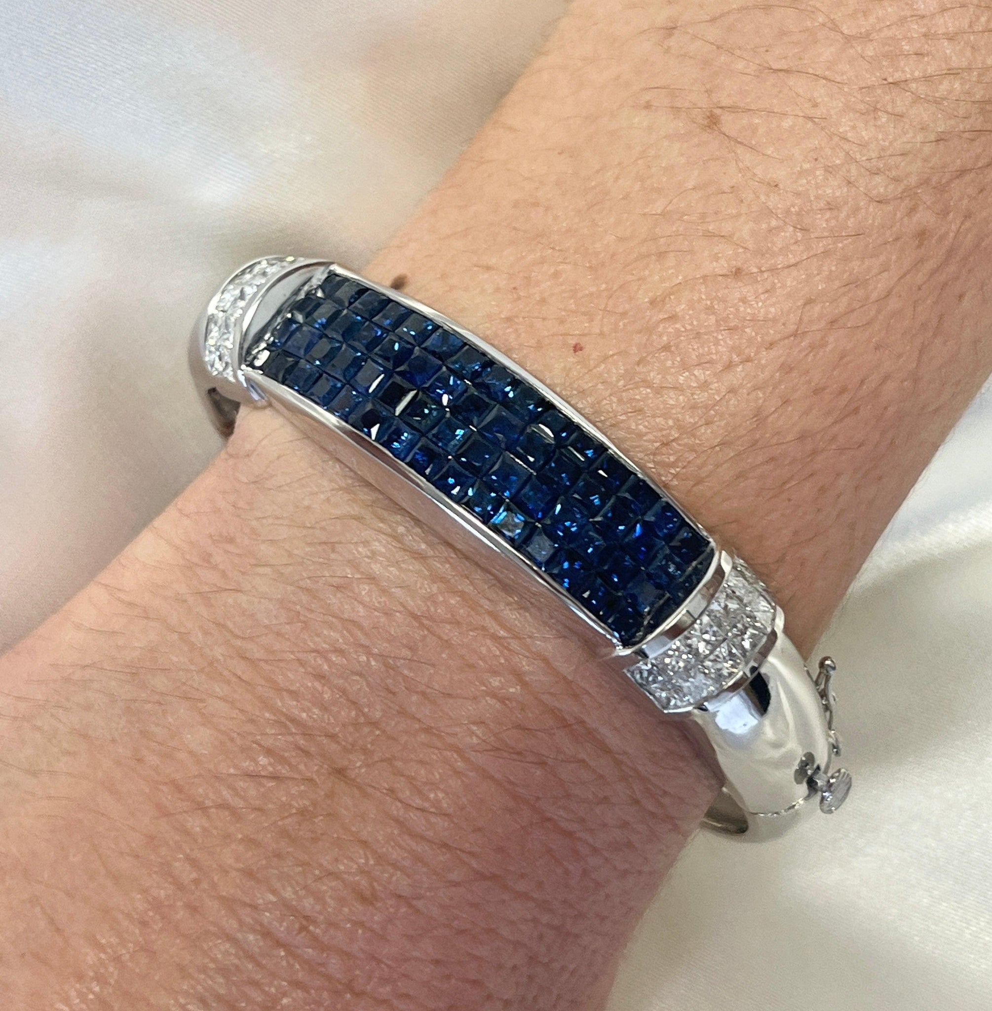 925 Sterling Silver Montana Blue Sapphire Tennis Bracelet - Fine Jewelry