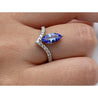 Marquise Cut Tanzanite Curved Ring in 18k White Gold - ASSAY