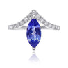Marquise Cut Tanzanite Curved Ring in 18k White Gold - ASSAY