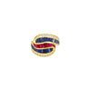 Multi-Gem 3 Carat Baguette-Cut Cluster Ruby, Sapphire, & Diamond Channel Set Ring | Signed Charles Krypelle-Rings-ASSAY