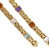 Multi Gem Byzantine Chain Bracelet and Necklace Set in 18k Gold-Jewelry Sets-ASSAY