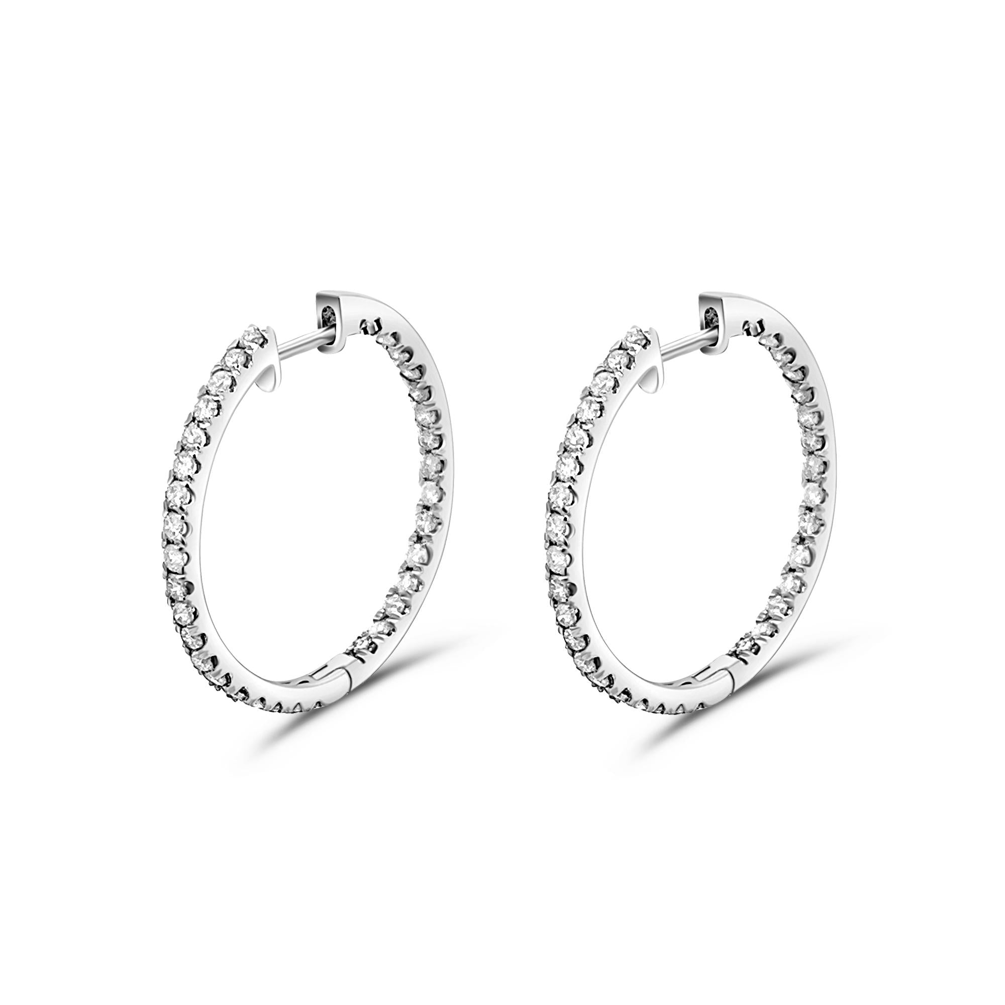 Natual 1.2 Carat Diamond Inside-Out Hoop Earrings in 14K Gold