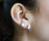 Natural 0.44 CTTW Square Cut Ruby Huggie Hoop Earrings in 14K White Gold