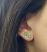 Natural 0.50 Carat 4mm Colombian Emerald 4-Prong Basket Stud Earring in 14K Gold