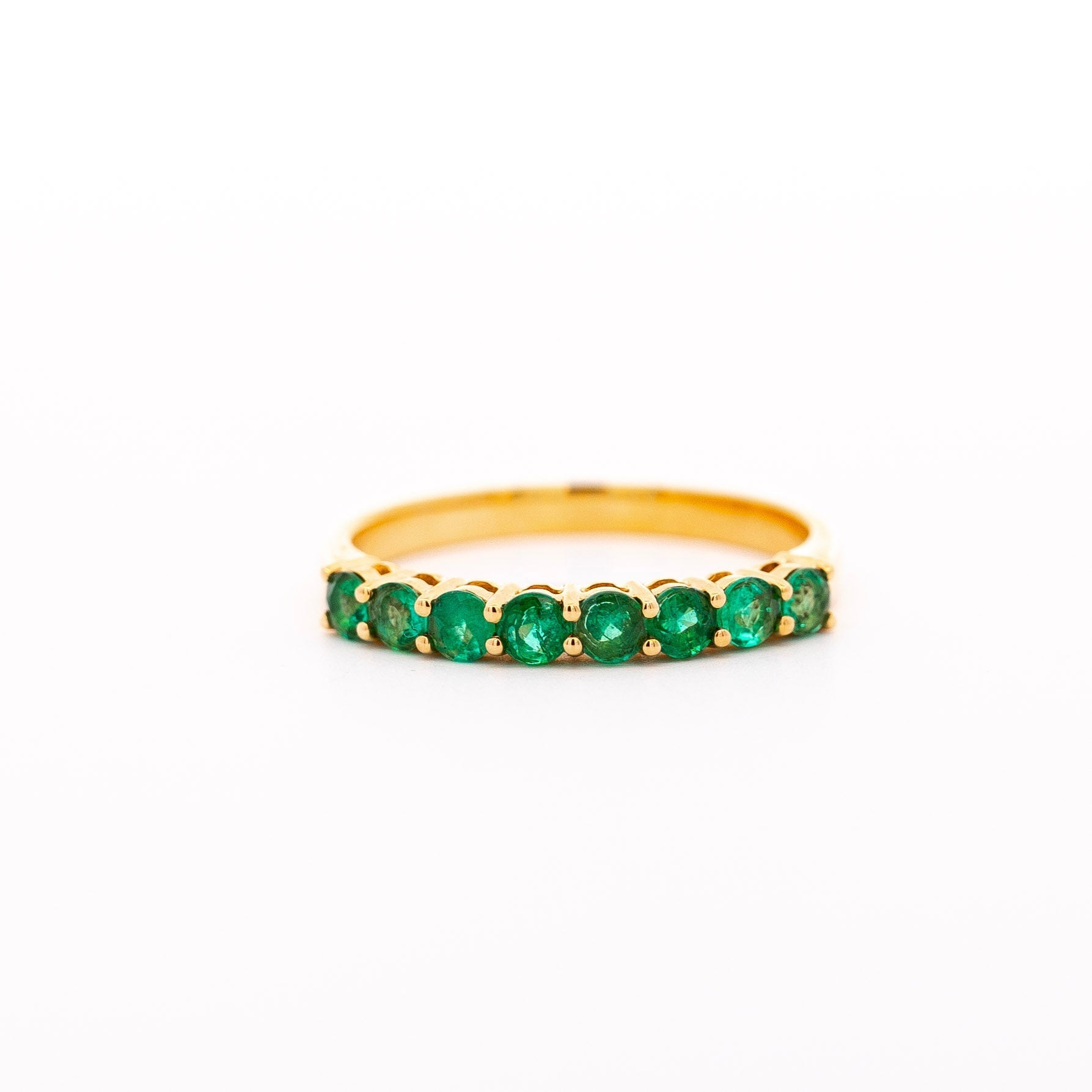 2 Carat Emerald Wedding Band 2.2MM Ring in 14K Yellow Gold-Rings-ASSAY