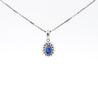 Natural 1.20 Carat Oval-Cut Blue Sapphire and Diamond Halo Pendant Necklace-Pendants-ASSAY