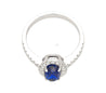 Natural 1.45 Carat Oval Cut Blue Sapphire and Diamond Halo 18k White Gold Ring