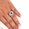 Natural 2 Carat Oval Cut Pink Sapphire with Diamond Cluster Dome Ring-Rings-ASSAY