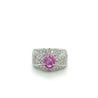 Natural 2 Carat Oval Cut Pink Sapphire with Diamond Cluster Dome Ring-Rings-ASSAY