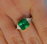 Natural 3.76 Carat Colombian Emerald and Trillion Cut Diamond 3-Stone Ring in 18K Gold-Rings-ASSAY