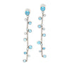 Natural 5.65 CTTW Blue Topaz & Diamond Dangle Earring in 18K White Gold