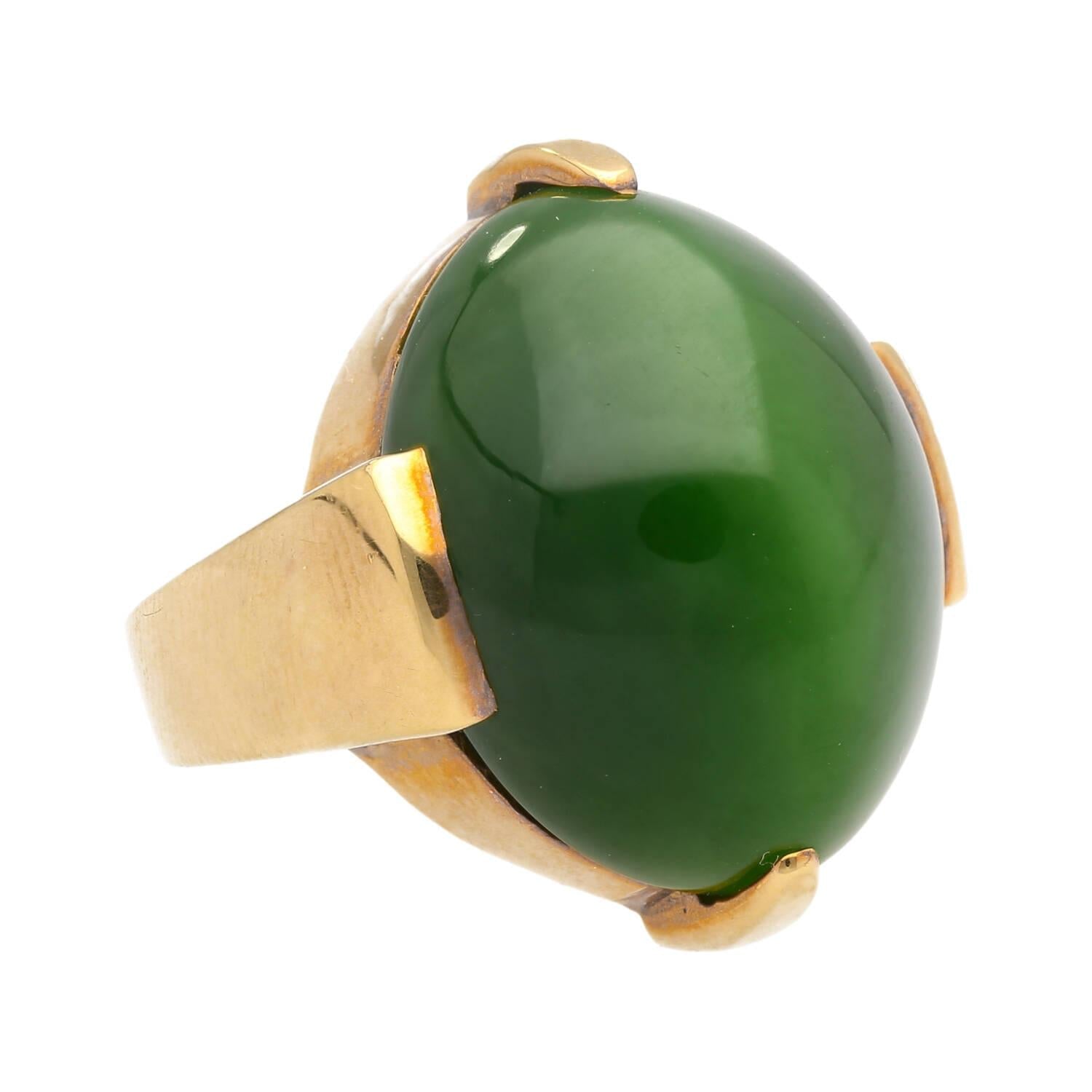 Natural Cats Eye Gump Signed Ring in 14K Yellow Gold