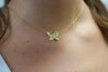 Natural Diamond and Green Tsavorite Butterfly 14K Yellow Gold Necklace-Necklace-ASSAY