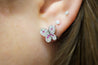 Natural Diamond and Pink Sapphire Cluster Butterfly Stud Earrings in 14K White Gold-Earrings-ASSAY