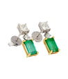 Natural Elongated Emerald and Diamond Drop Earrings in 18K Gold-Earrings-ASSAY