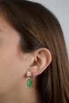 Natural Elongated Emerald and Diamond Drop Earrings in 18K Gold-Earrings-ASSAY