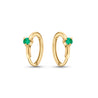 Natural Emerald Huggie Earrings in 14K Yellow Gold