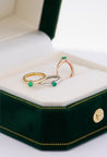 Natural Emerald Huggie Earrings in 14K Yellow Gold
