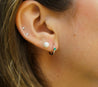 Natural Emerald Multi Placement Huggie Earrings In 14K Rose Gold-Earrings-ASSAY