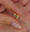 Natural Emerald Multi Placement Huggie Earrings In 14K Rose Gold-Earrings-ASSAY