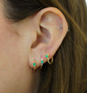 Natural Emerald Multi Placement Huggie Earrings In 14K Rose Gold