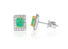 Natural Emerald Stud Earrings with diamond halo in 18k Solid Gold-Earrings-ASSAY