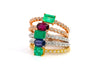Natural Emerald and Diamond Ribbed Shank Thin Stacking Ring in 18K Rose Gold-Rings-ASSAY