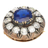 Natural No Heat 3.82 Carat Sapphire Brooch & Sapphire Stones in Silver & 9K Gold