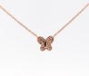 Natural Pink Diamond Butterfly Charm Floating Pendant Necklace in 18K Rose Gold-Necklace-ASSAY