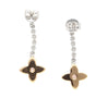 Natural Pink & White Diamond Floral Drop Earrings in 18k White and Rose Gold