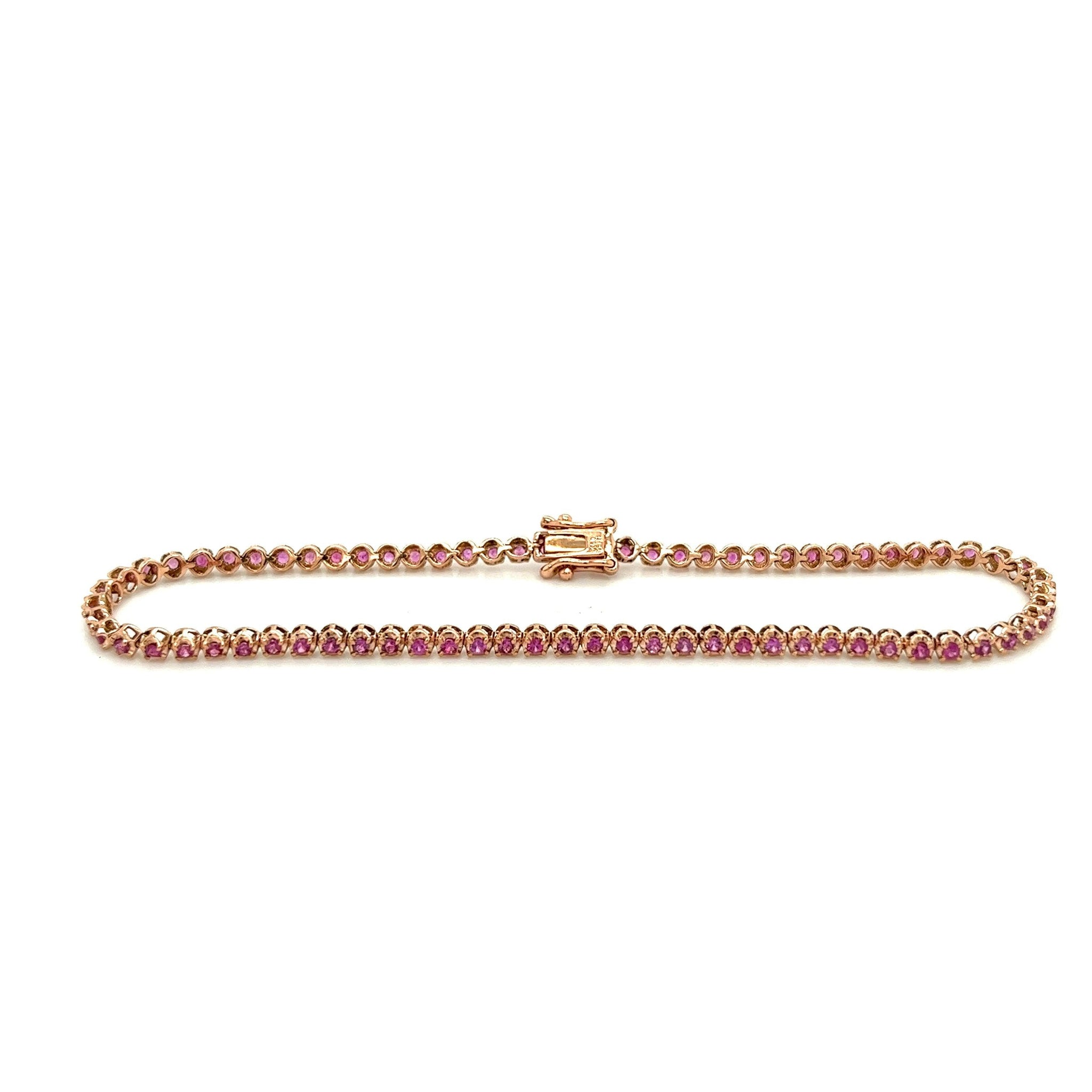 Pink Sapphire Tennis Bracelet in 14K Rose Gold-Bracelet-ASSAY