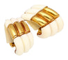Natural White Agate Clip On Retro Earrings in 18K Yellow Gold