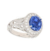 No Heat 4.84 Carat Violet-Blue Ceylon Sapphire with Diamonds in 18K Gold Ring