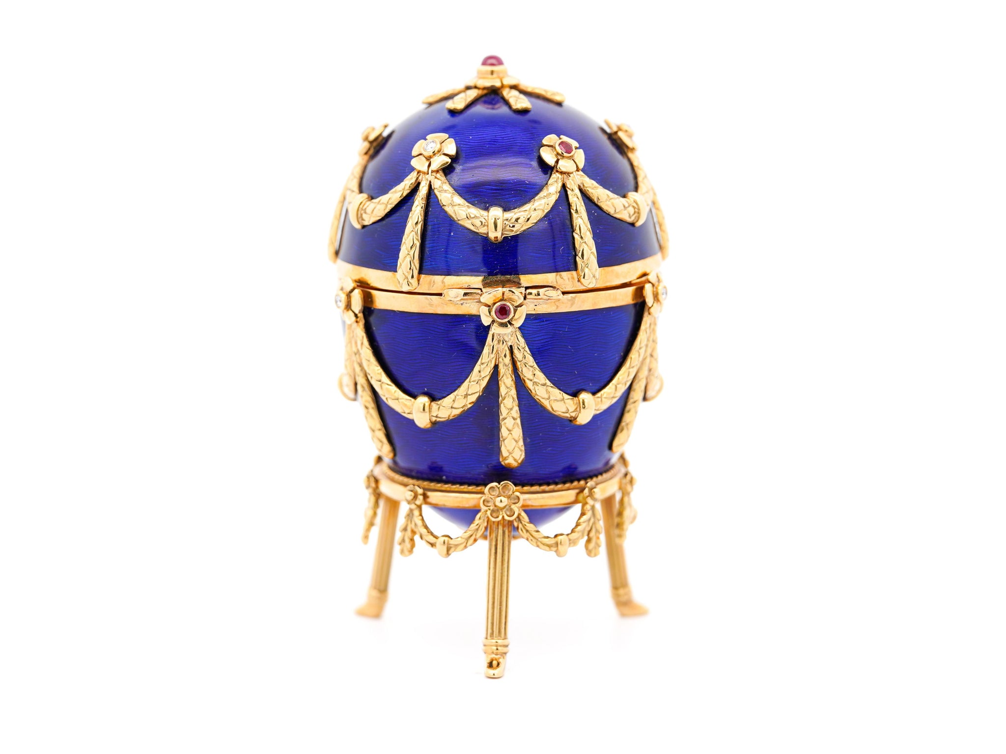 Original Fabergé Egg Victor Mayer 80/100 Blue Enamel with Original Box & Certificate