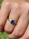 Oval Cut Blue Sapphire and Baguette Cut Diamond Engagement Ring - ASSAY