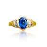Oval Cut Blue Sapphire and Baguette Cut Diamond Engagement Ring - ASSAY