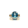 Overlap Bypass Blue Topaz and Diamond Cocktail Ring for Women-Rings-ASSAY