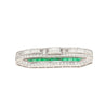 Platinum and 18K White Gold Brooch with Diamonds and Emerald-Brooches & Lapel Pins-ASSAY