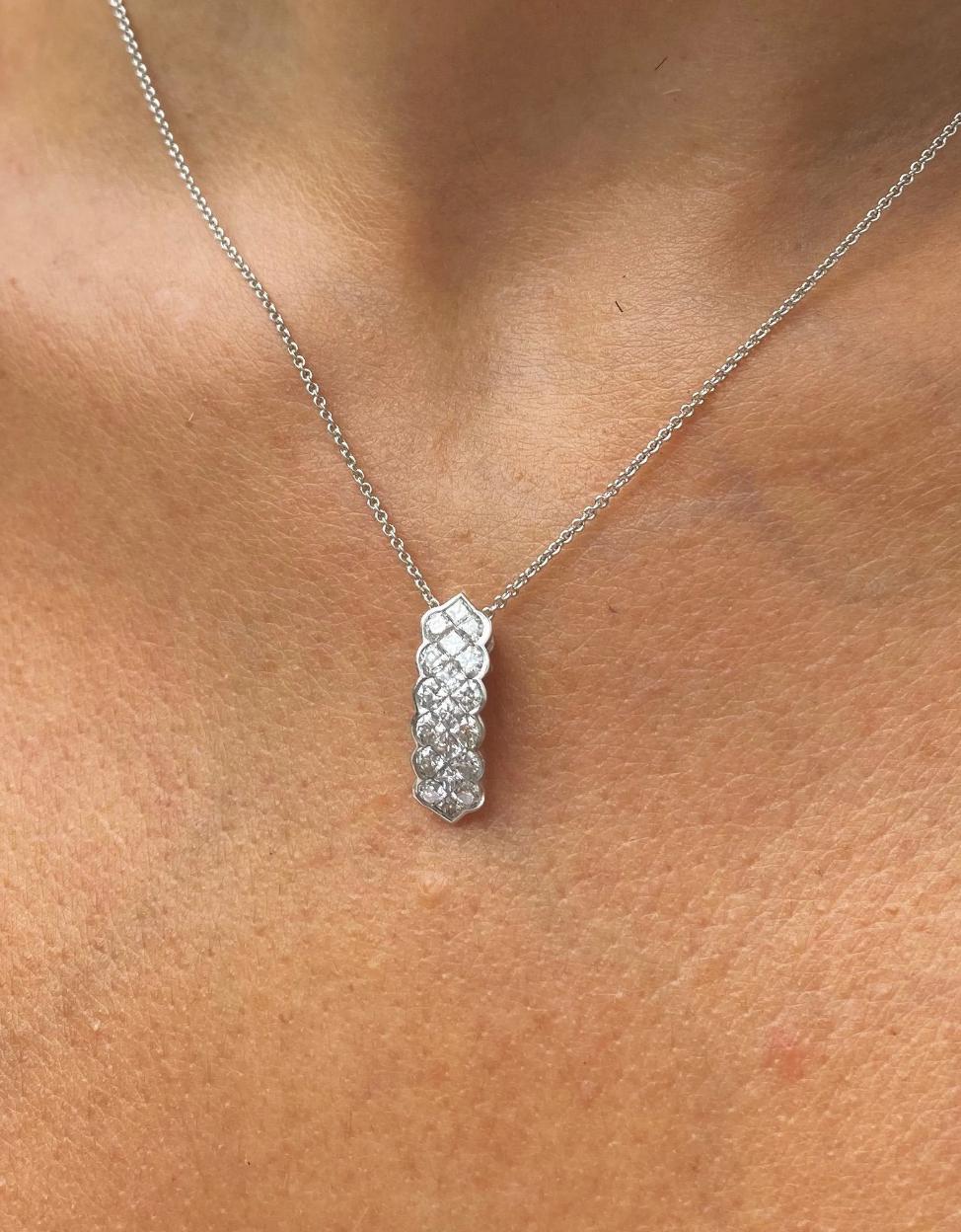 1.5 Carat Princess Cut Created Diamond Pendant Necklace - Silver Jewellery  UK