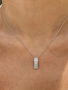 Princess Cut Cluster Pendant Drop Necklace in 18K White Gold-Necklaces-ASSAY