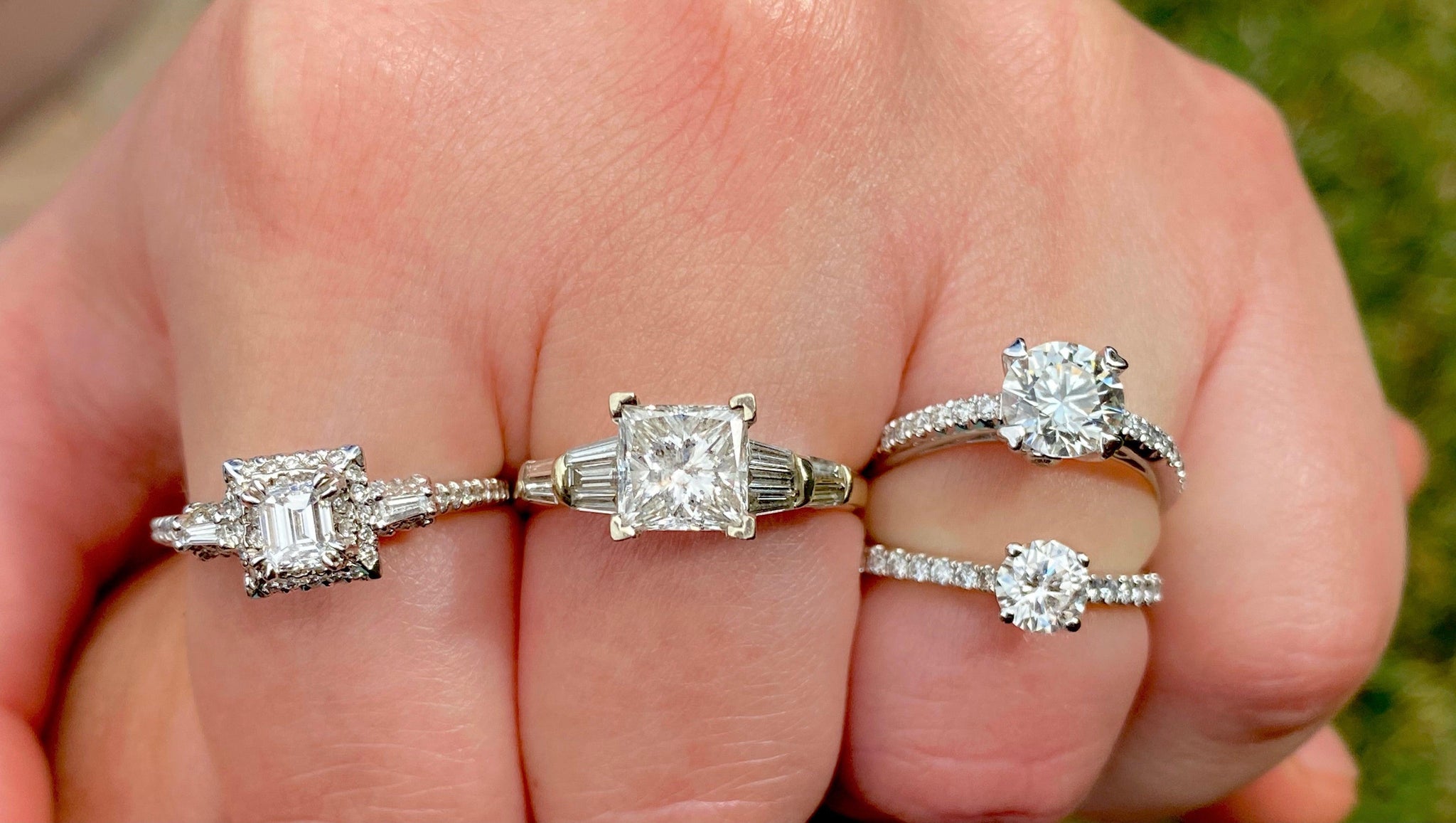 Princess Cut Natural Diamond Engagement Ring in 14k Gold - ASSAY