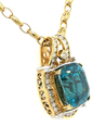 Rare GIA Certified 50 Carat Greenish Blue Zircon Pendant Necklace with Diamonds in Platinum & 18K Yellow Gold-Necklace-ASSAY