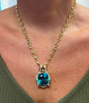Rare GIA Certified 50 Carat Greenish Blue Zircon Pendant Necklace with Diamonds in Platinum & 18K Yellow Gold-Necklace-ASSAY