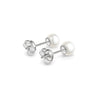Real 6mm Japanese Cultured White Pearl Stud Earrings in 14k White Gold Plated Silver-Earrings-ASSAY