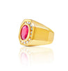 Rubellite Tourmaline Mens Gypsy Style Ring in 14k gold - ASSAY