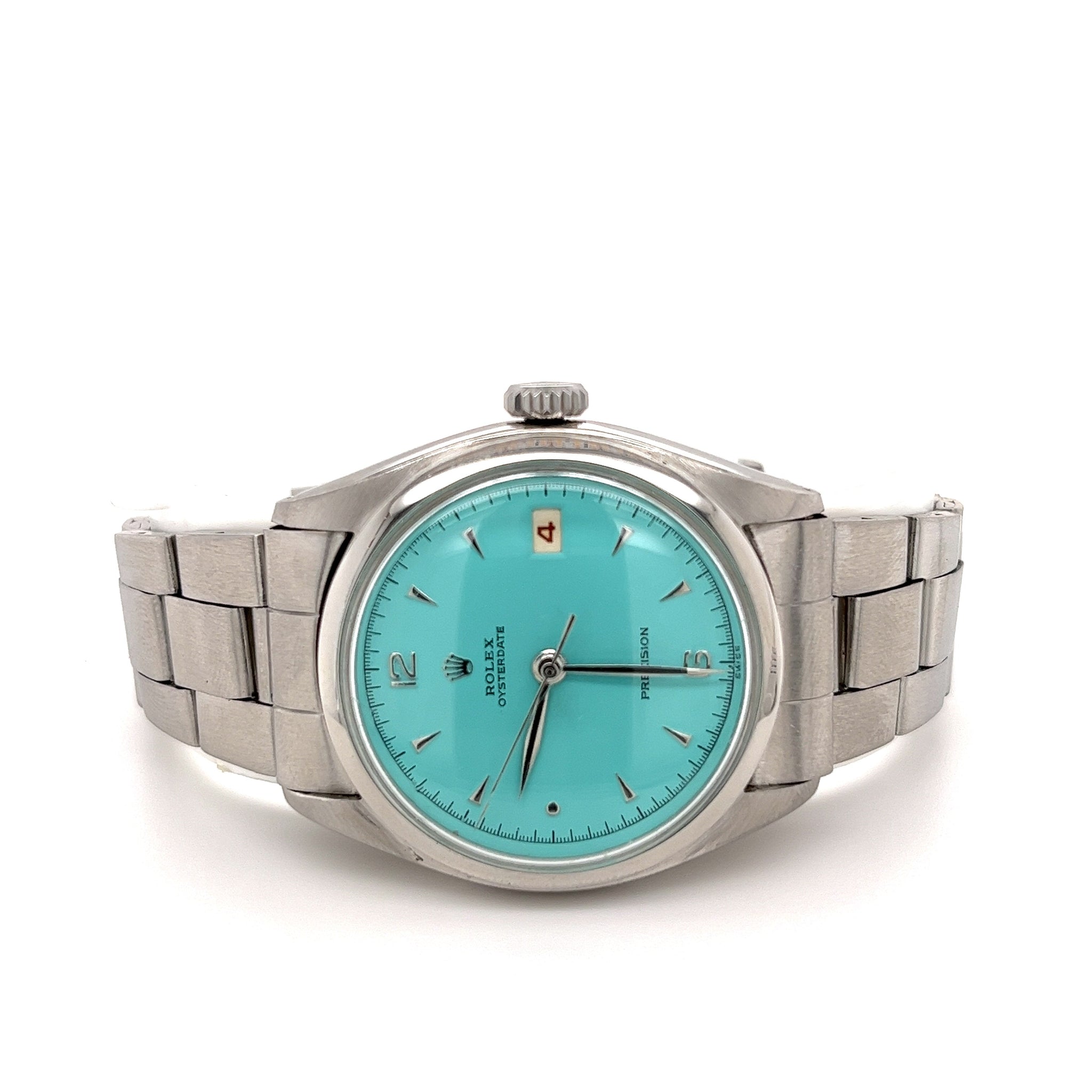 Rolex Tiffany Blue Oyster Perpetual Date Precision 36mm Vintage 1963 Watch In Stainless Steel With Oyster Bracelet-Watch-ASSAY