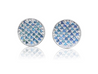Round Blue Diamond Cluster Disc Stud Earrings in 18k White Gold-Earrings-ASSAY