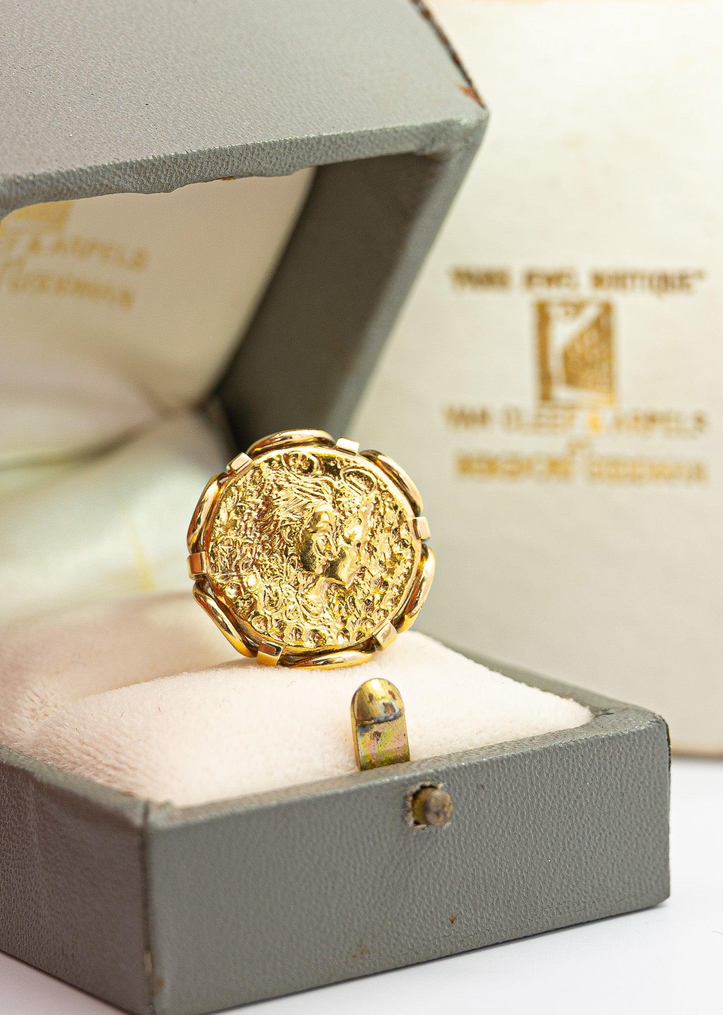 Salvador Dali For Piaget 'Dalí d'Or' 22K Gold Coin Ring in 18K Gold Setting | Retailed by Van Cleef & Arpels at Bergdorf Goodman Paris Jewels Boutique